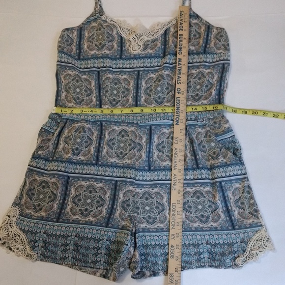 COPY - Romper Shorts L Spaghetti Blue Lace Summer… - Picture 6 of 8